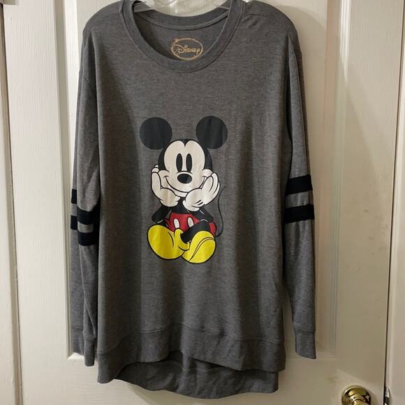 Disney Tops - Disney Gray Long sleeve Mickey Mouse Soft Tee XL